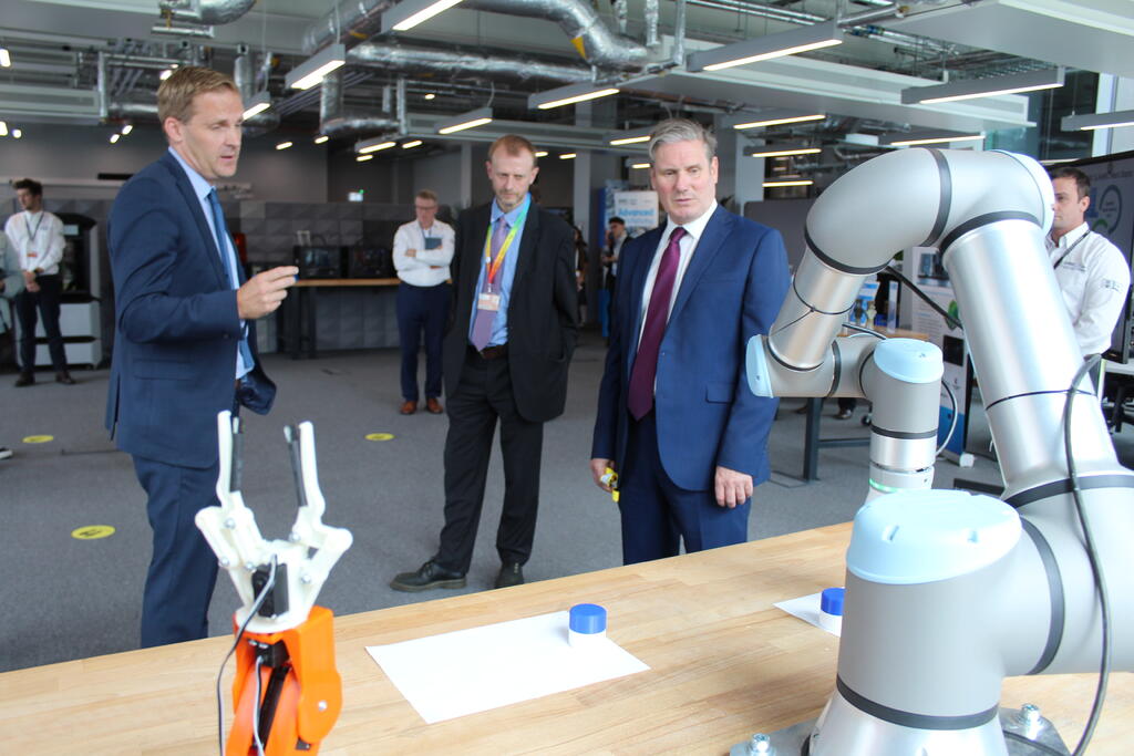 Andy Silcox, the University of Sheffield's Vice-President for Innovation, Professor Dave Petley, and Sir Keir Starmer.