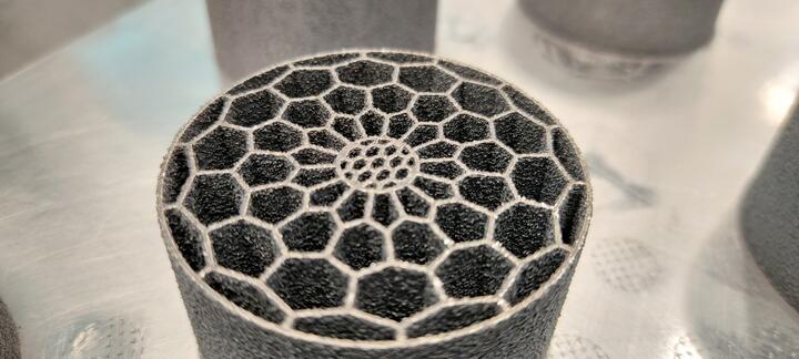 An example of an additively manufactured heat exchanger design, manufactured in AlSi10Mg