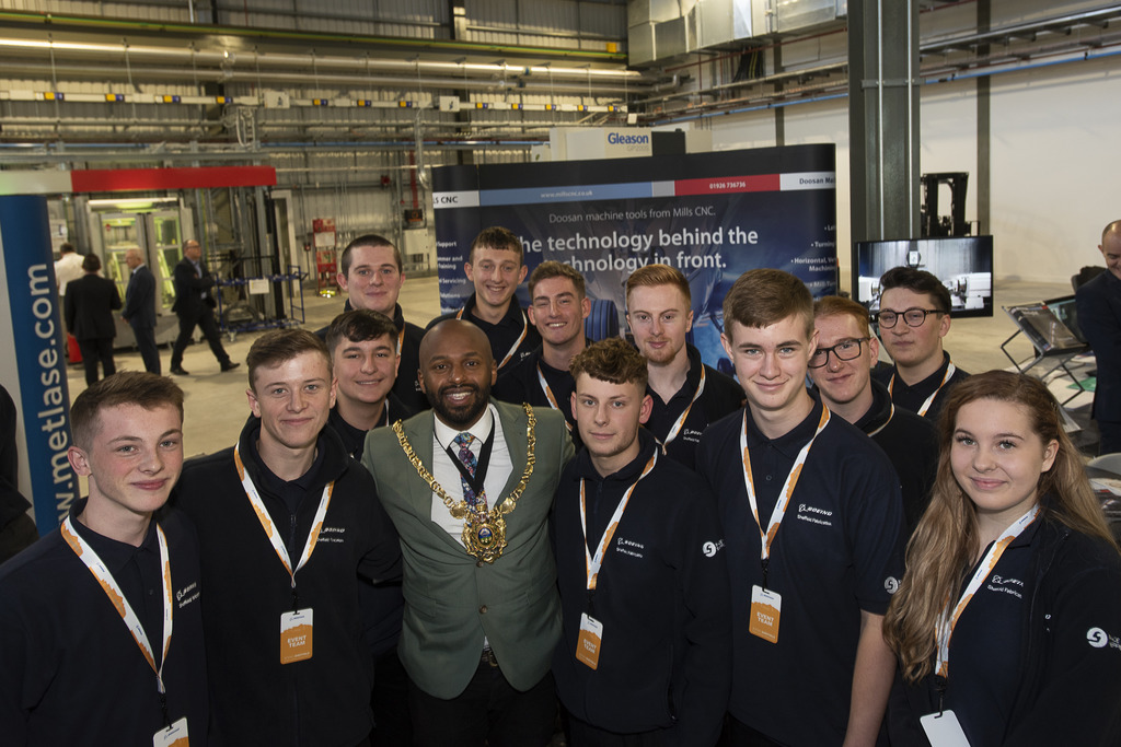 Lord Mayor of Sheffield Magid Magid meets apprentices during the opening ceremony.