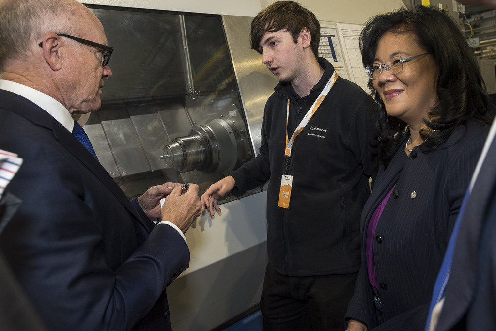 Jenette Ramos is shown operations at Boeing Sheffield.