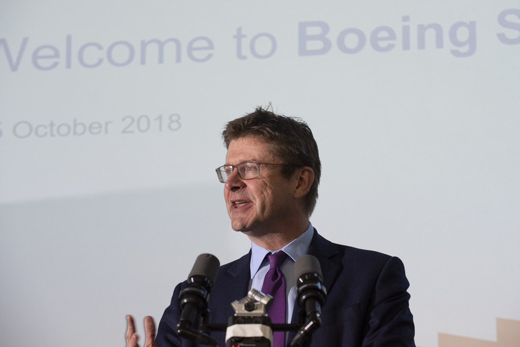 Secretary of State, Greg Clark, speaking at the opening of Boeing Sheffield.