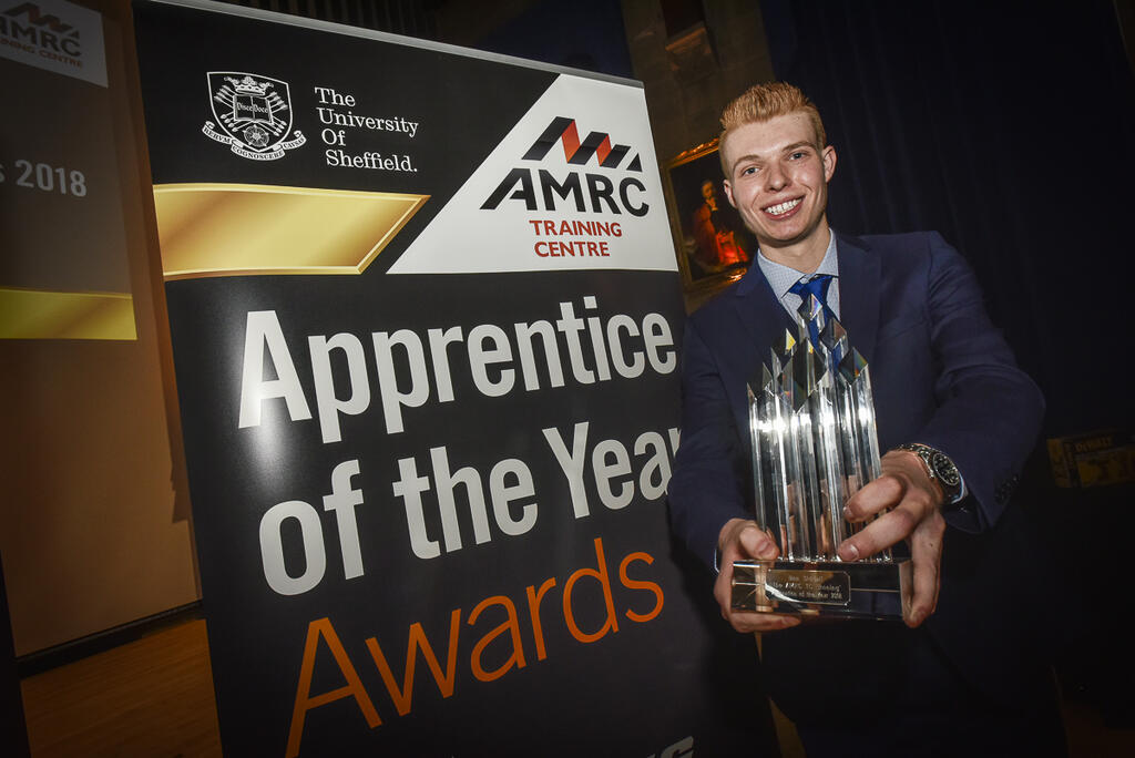 Ben Siddall, the 2018 winner of the overall AMRC Training Centre Apprentice of the Year Award.