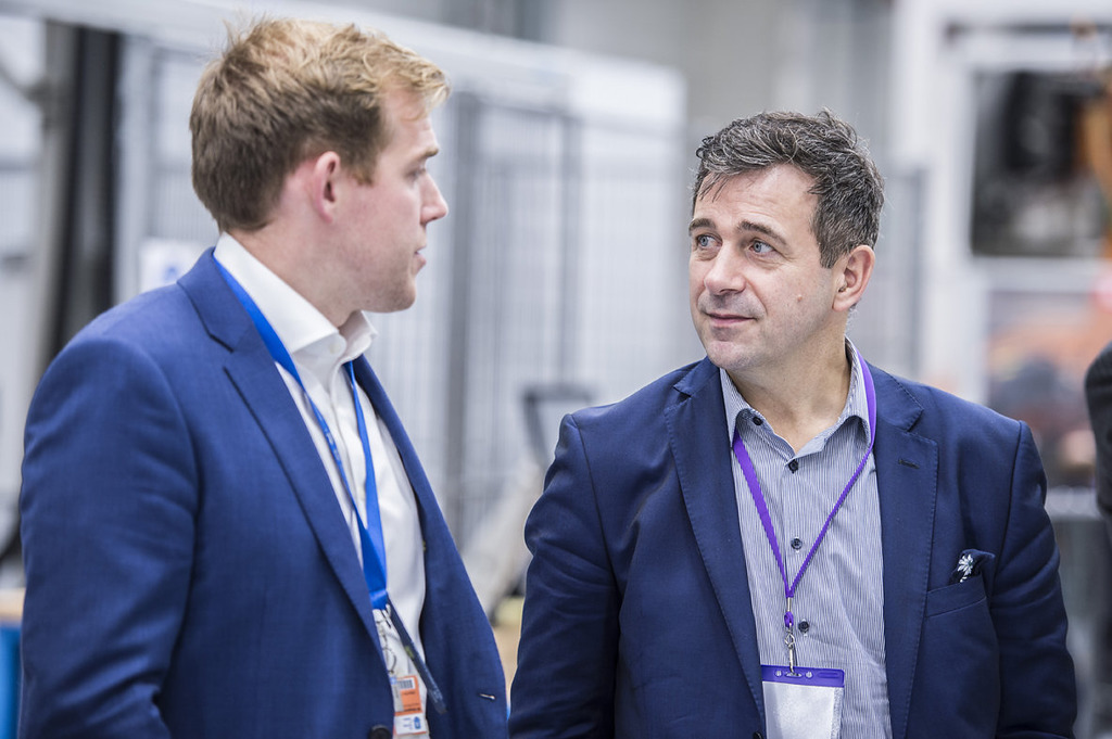 On tour: Ben Morgan, Head of the AMRC Integrated Manufacturing Group and Juergen Maier deep in conversation about the implications of Made Smarter for the UK economy.