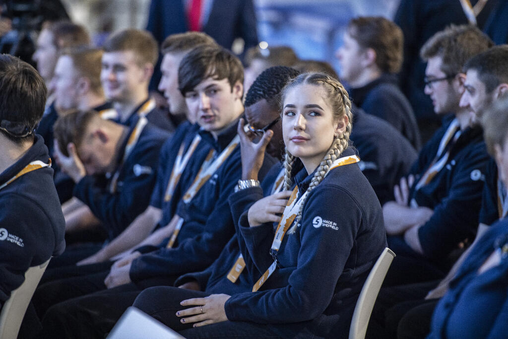 Boeing apprentices at the opening of the Sheffield facility.