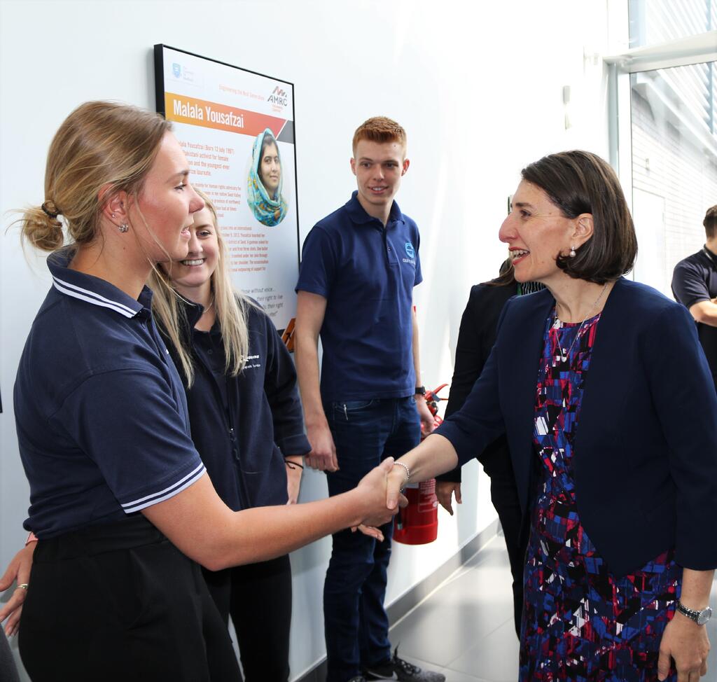 The Premier meeting apprentices Beth Cousins, Leigh Worsdale and Ben Siddall.