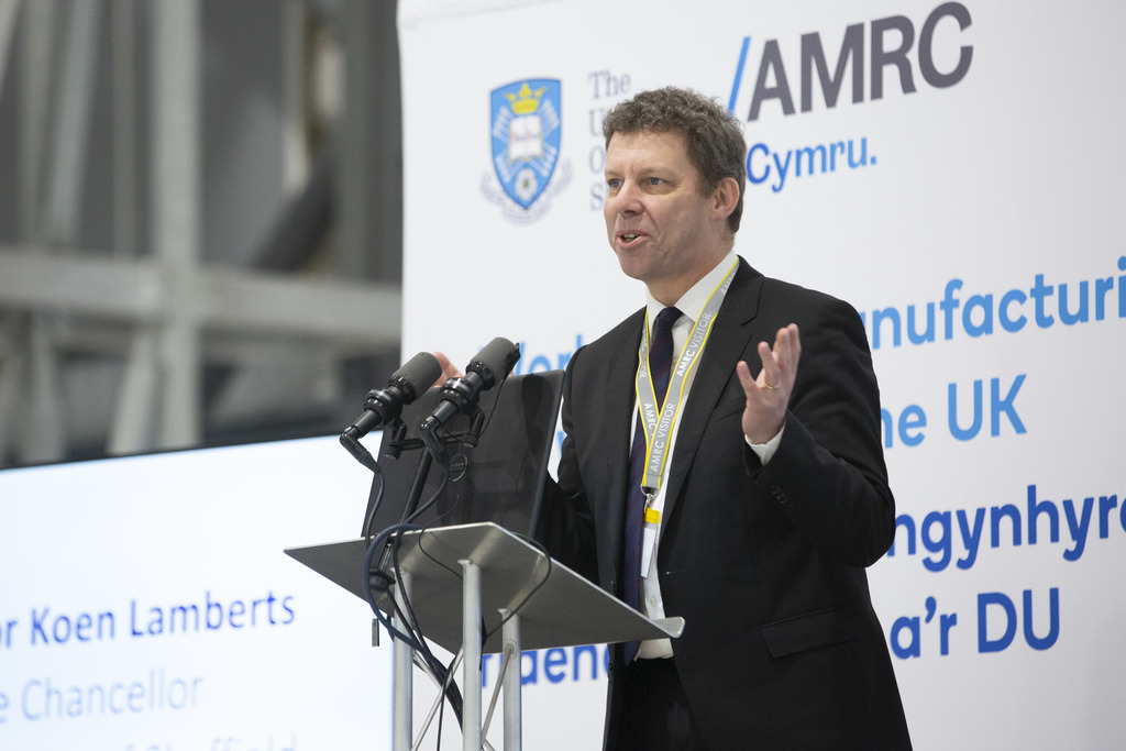 Prof Koen Lamberts speaking at the opening of AMRC Cymru.