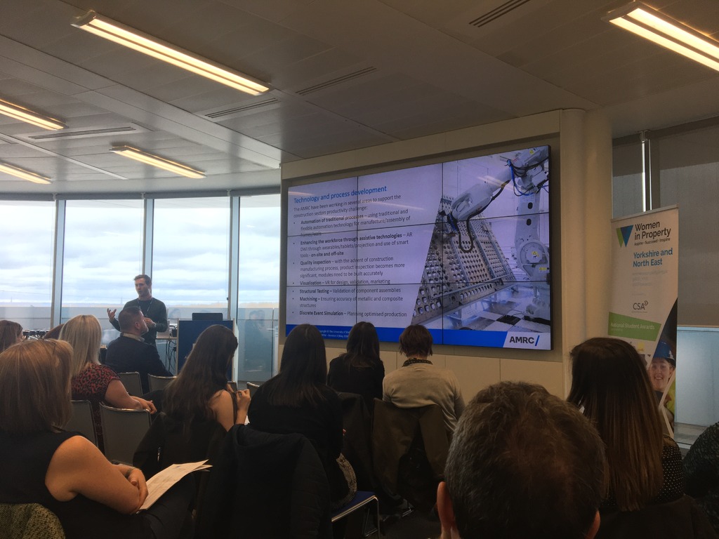 The AMRC’s Head of Construction Research, James Illingworth, speaking at the Women in Property event.