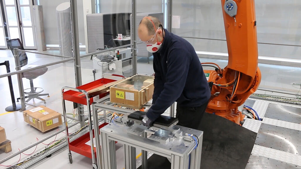 Dr Winter developing Project ROBOMAG at the AMRC’s Factory 2050. Picture: University of Sheffield AMRC