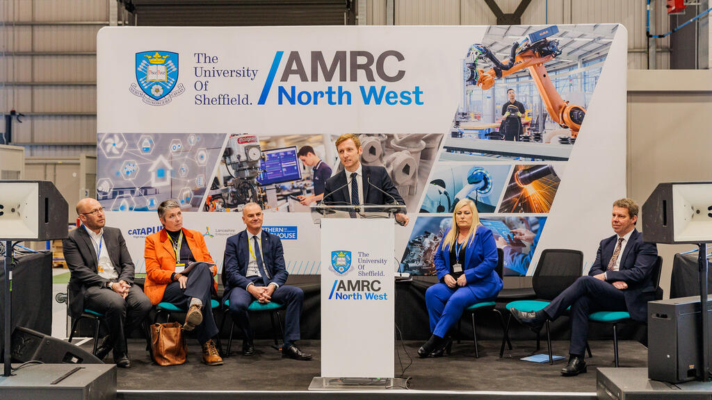 Lee Rowley, Minister for Industry at the Department for Business, Energy and Industrial Strategy (BEIS), speaking at the official opening of AMRC North West