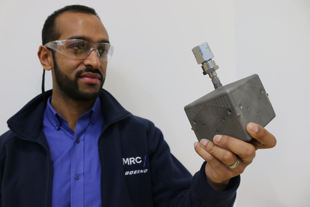 Technical fellow, Abdul Haque, with the MiniTANK satellite fuel tank