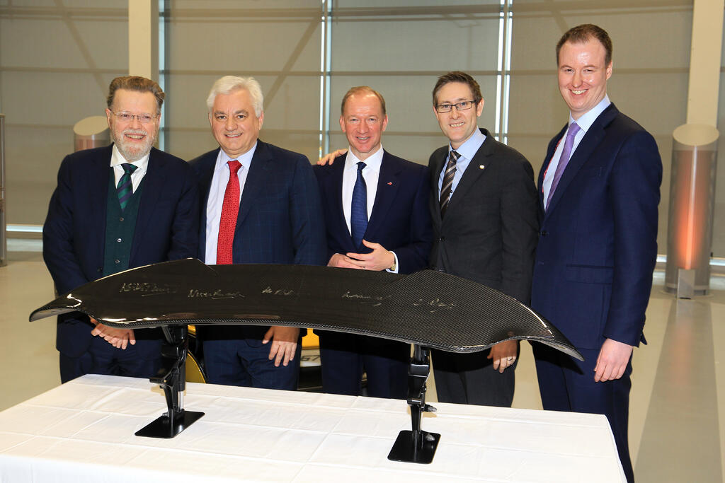 A McLaren Automotive carbon fibre airbrake was signed by partners in celebration of the new AMRC partnership.